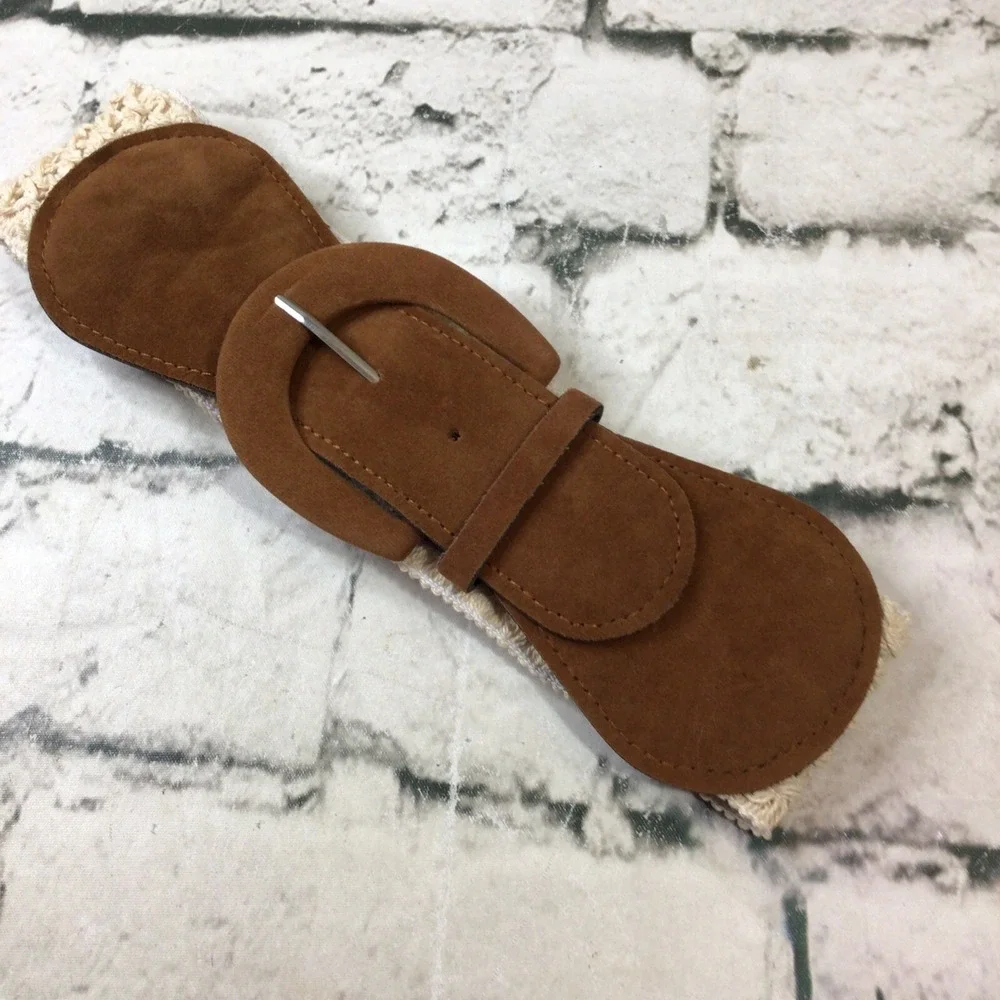 Vintage Woven Stretch Belt Womens Sz L Large 34-38